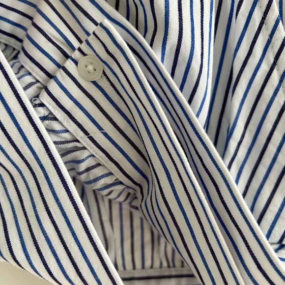 Madewell Wrap Blouse Striped Blue and White with Bow and Buttons Size XS - Picture 8 of 15